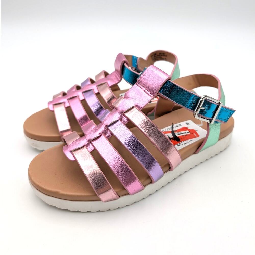 Nina Tereza Ankle Strap Sandals Open Toe Girls Rainbow Metallic Size US2M EU32.5